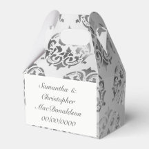 Mariage de motif damassé gris argent