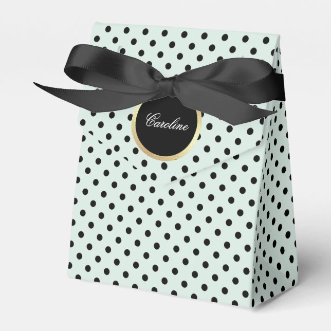 Ballotins Mariage de Motif de point de Polka Noir Mint (Verso)