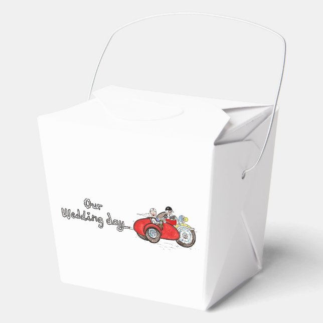 Ballotins Mariage de moto et side-car de mariés (Recto)