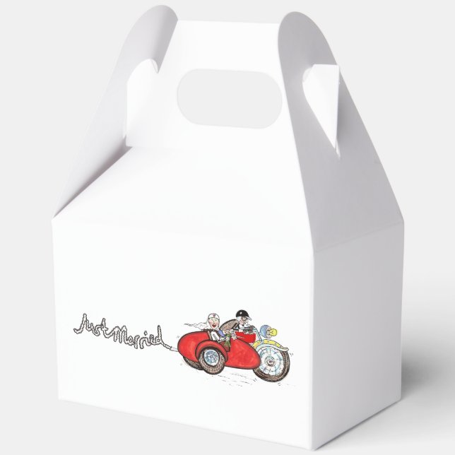 Ballotins Mariage de moto et side-car de mariés (Recto)