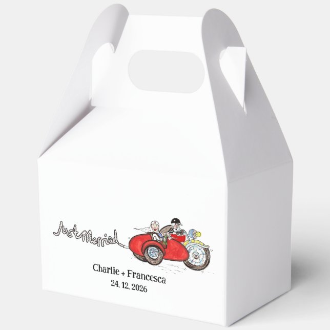 Ballotins Mariage de moto et side-car de mariés (Recto)