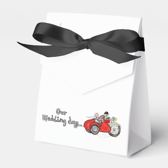 Ballotins Mariage de moto et side-car de mariés (Verso)