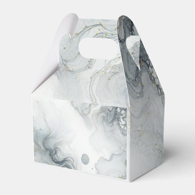 Ballotins Mariage de plage aquarelle gris bleu et or (Verso)