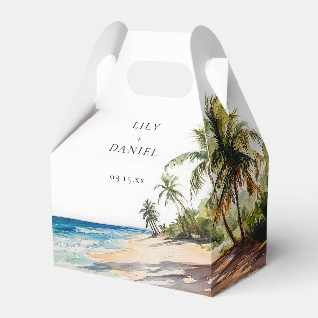 Ballotins Mariage de plage tropical élégant aquarelle (Verso)