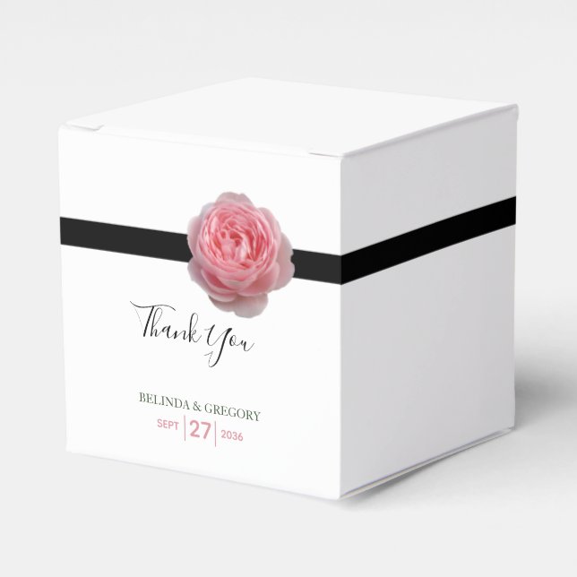 Ballotins Mariage de ruban noir rose (Verso)