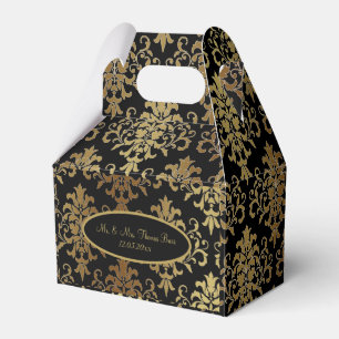 Ballotins Mariage de script noir Gold Damask