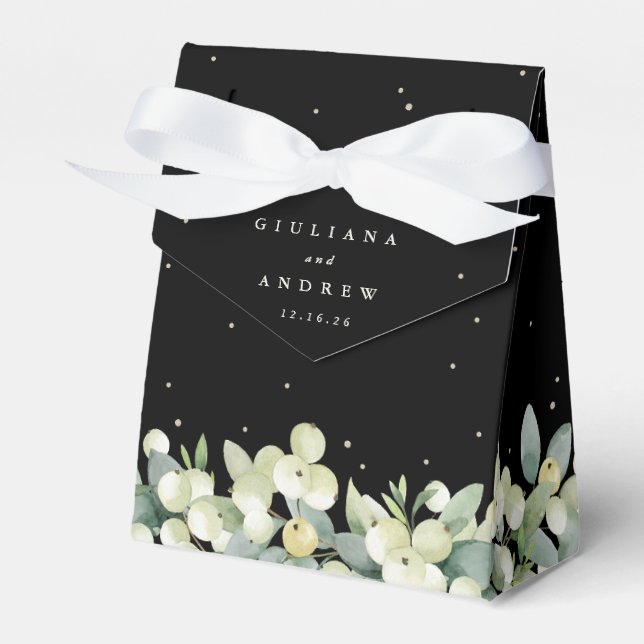 Ballotins Mariage d'hiver Elégant Black Snowberry+Eucalyptus (Verso)