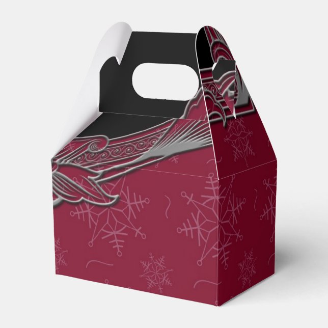 Ballotins Mariage d'hiver noir et rouge profond élégant (Verso)