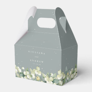 Ballotins Mariage d'hiver Seafoam Green Snowberry+Eucalyptus