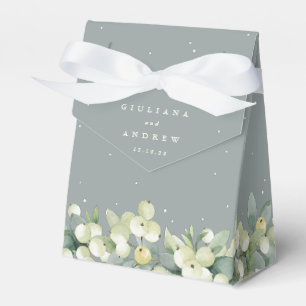 Ballotins Mariage d'hiver Seafoam Green Snowberry+Eucalyptus