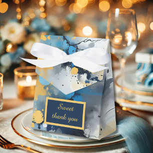 Ballotins mariage d'illustration Abstrait Blue & Gold Ink