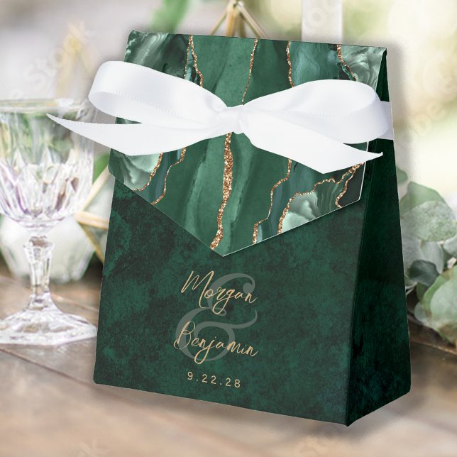 Ballotins Mariage Écriture Or Agate Vert Émeraude (Créateur téléchargé)
