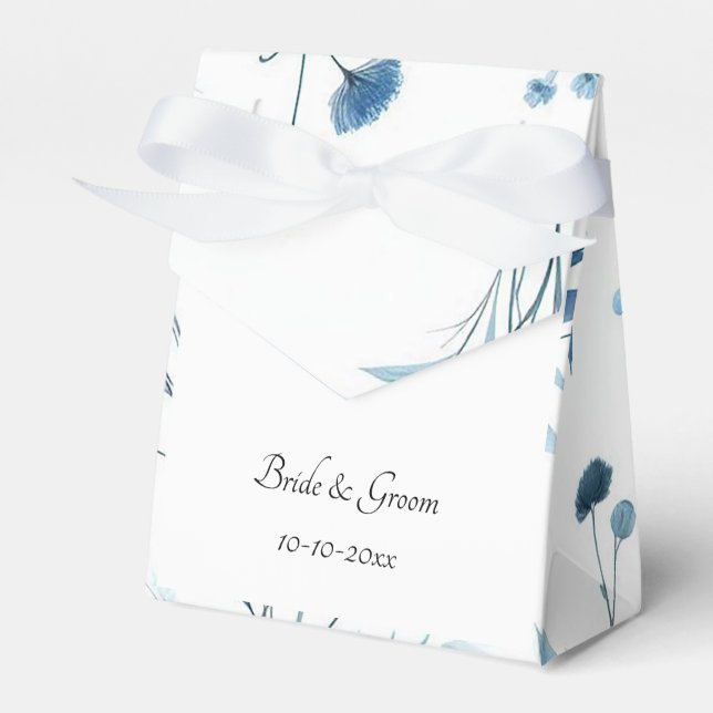 Ballotins Mariage Élégant aux Fleurs Bleues (Verso)