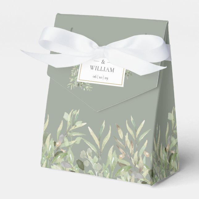 Ballotins Mariage élégant avec feuilles de sauge dorées (Verso)