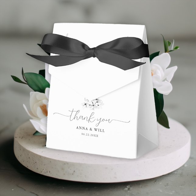 Ballotins Mariage élégant classique Magnolia Black White Art (Floral Wedding Favor Box Classic Magnolia Black White Elegant Modern Simple Bohemian)
