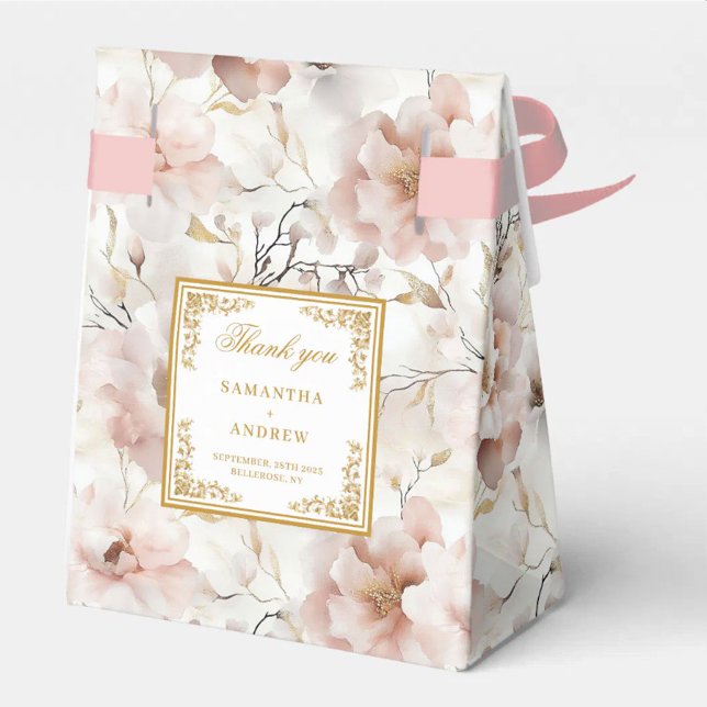 Ballotins Mariage élégant Dusty Rose Gold Merci Ballotin (Stylish Dusty Pink Gold Wedding Thanks Favor Box)
