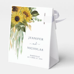 Ballotins Mariage Élégant Tournesols Fleuris Marine
