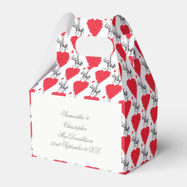 Ballotins Mariage éléphant et coeur rouge (Verso)