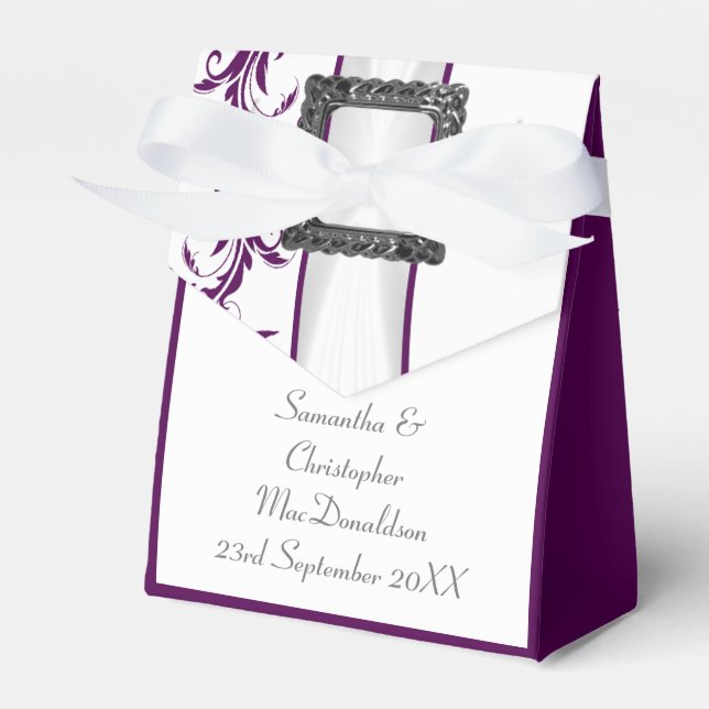 Ballotins Mariage en dentelle blanc et violet (Verso)