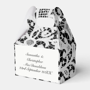 Ballotins Mariage en dentelle de filigree noir et blanc