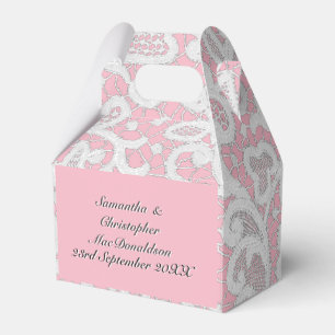 Ballotins Mariage en dentelle rose et blanche