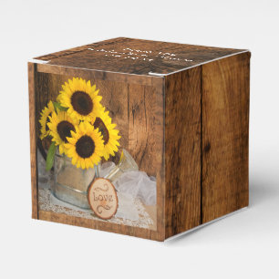Ballotins Mariage Faux Barn Wood, Sunflower et Waters