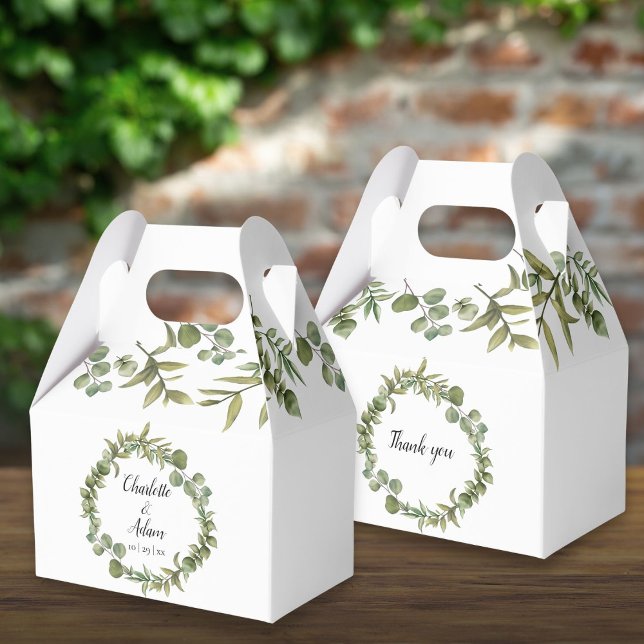 Ballotins Mariage Feuillage de verdure boisée (Woodland Greenery Foliage Wedding Favor Box)