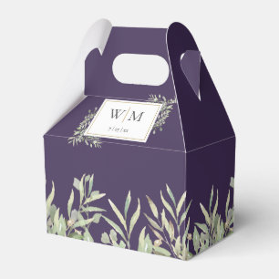 Ballotins Mariage Feuillage de Verdure Monogramme Violet