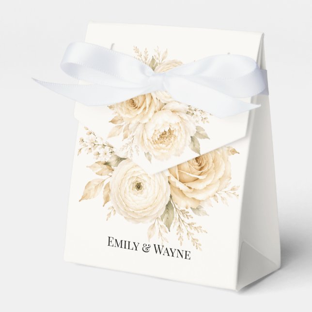 Ballotins Mariage Fleur Blanc d'Ivoire et Champagne Perle (Verso)