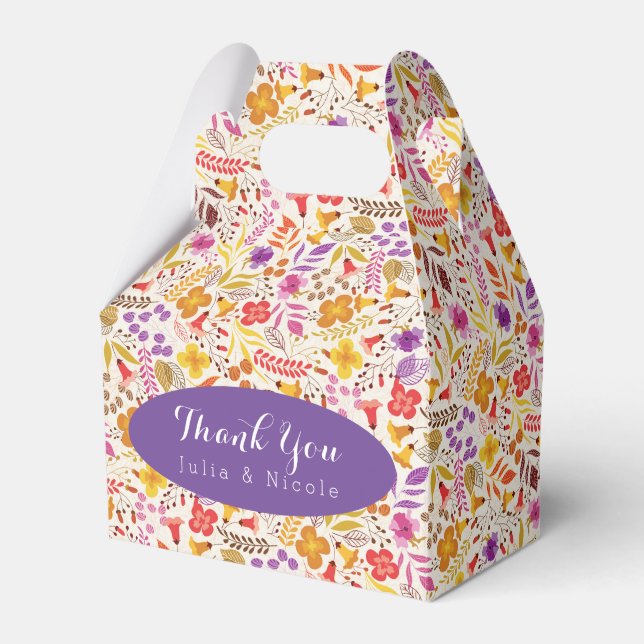 Ballotins Mariage Fleur de Boho Orange Violet Feuillage (Verso)