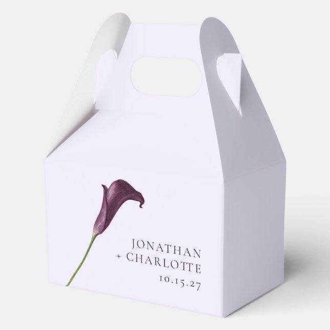 Ballotins Mariage Fleur Élégante de Lys de Calla Violet (Recto)