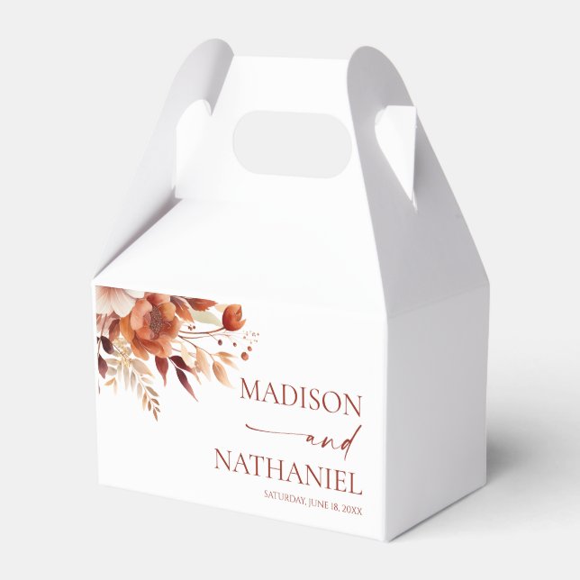 Ballotins Mariage Fleur Florale Brun Bordeaux Rouille (Verso)