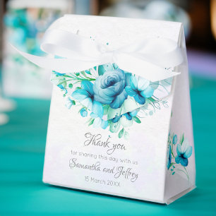 Ballotins Mariage fleuri turquoise bleu
