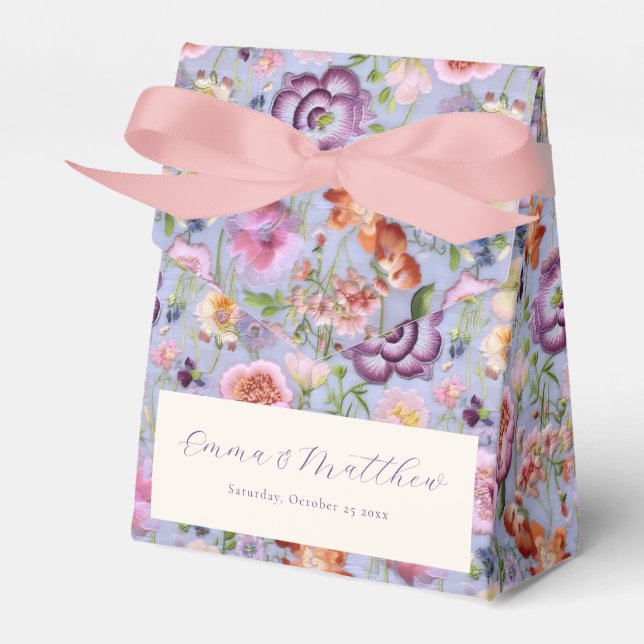 Ballotins Mariage Fleurs Brodées Violettes (Verso)