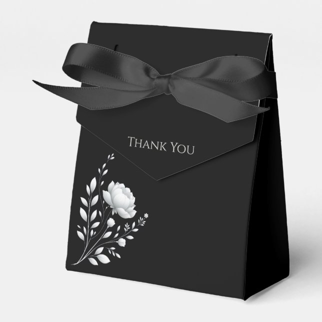 Ballotins Mariage-Fleurs noir et blanc moderne (Verso)