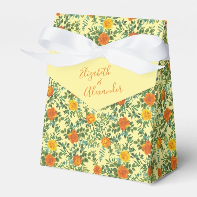 Ballotins Mariage Fleurs Roses Orange Jaune (Verso)