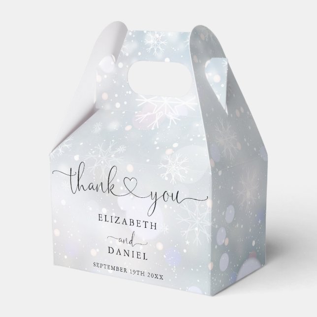 Ballotins Mariage Flocons de Neige Écriture Élégante Cœur (Verso)