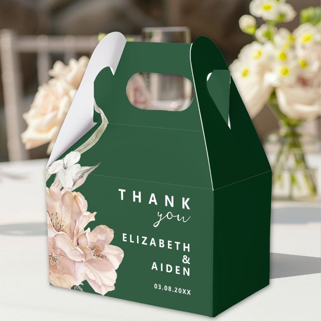 Ballotins Mariage floral (Personalized Floral Wedding Favor Boxes with your Name & Date.)