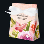 Ballotins Mariage Floral Aquarelle Rose Pêche<br><div class="desc">Amour & Merci. Boîtes de Faveur de Mariage personnalisées avec Peinture Florale Aquarelle Rose Pêche Rouge Romantique. Faire-part de mariage assortis,  Cartes de Sauvegarde de Date,  Cartes de Demande de Demoiselle d'Honneur,  Cartes de Remerciement,  Faveurs et Cadeaux de Mariage disponibles dans la Catégorie de Conception Florale de notre Boutique.</div>