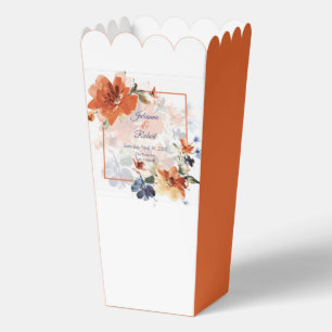 Ballotins Mariage floral automnal à l'aquarelle orange et bl