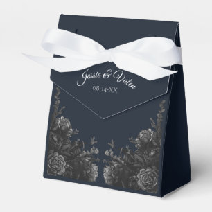 Ballotins Mariage floral bleu bleu marine