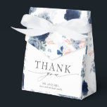Ballotins Mariage floral bleu et rose poudré<br><div class="desc">Boîtes de remerciement élégantes avec fleurs bleues et roses poudrées</div>
