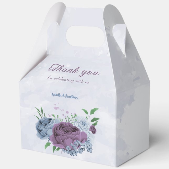 Ballotins Mariage floral bleu pourpre (Recto)