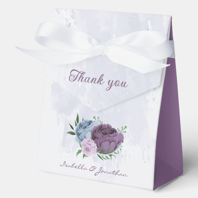 Ballotins Mariage floral bleu pourpre (Recto)