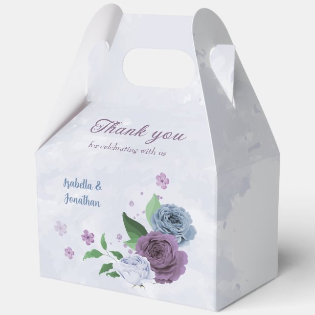 Ballotins Mariage floral bleu pourpre (Recto)