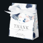 Ballotins Mariage floral bleu poussiéreux et rose<br><div class="desc">Boîtes de remerciement élégantes avec fleurs bleues poussiéreuses et roses</div>