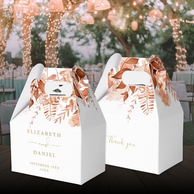 Ballotins Mariage Floral Doré Rustique Automne (Rustic Floral Gold Autumn Fall Wedding Favor Boxes)