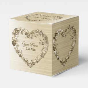 Ballotins Mariage Floral Golden Ornate Heart Frame Élégant