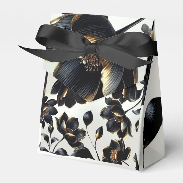 Ballotins Mariage floral noir et or Greige (Verso)