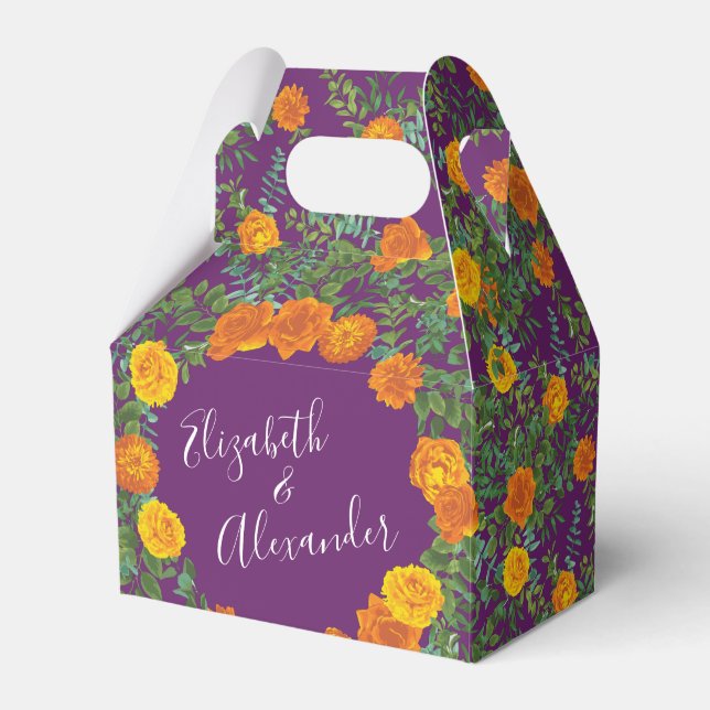 Ballotins Mariage Floral Orange & Plum Violet Peony & Rose (Verso)